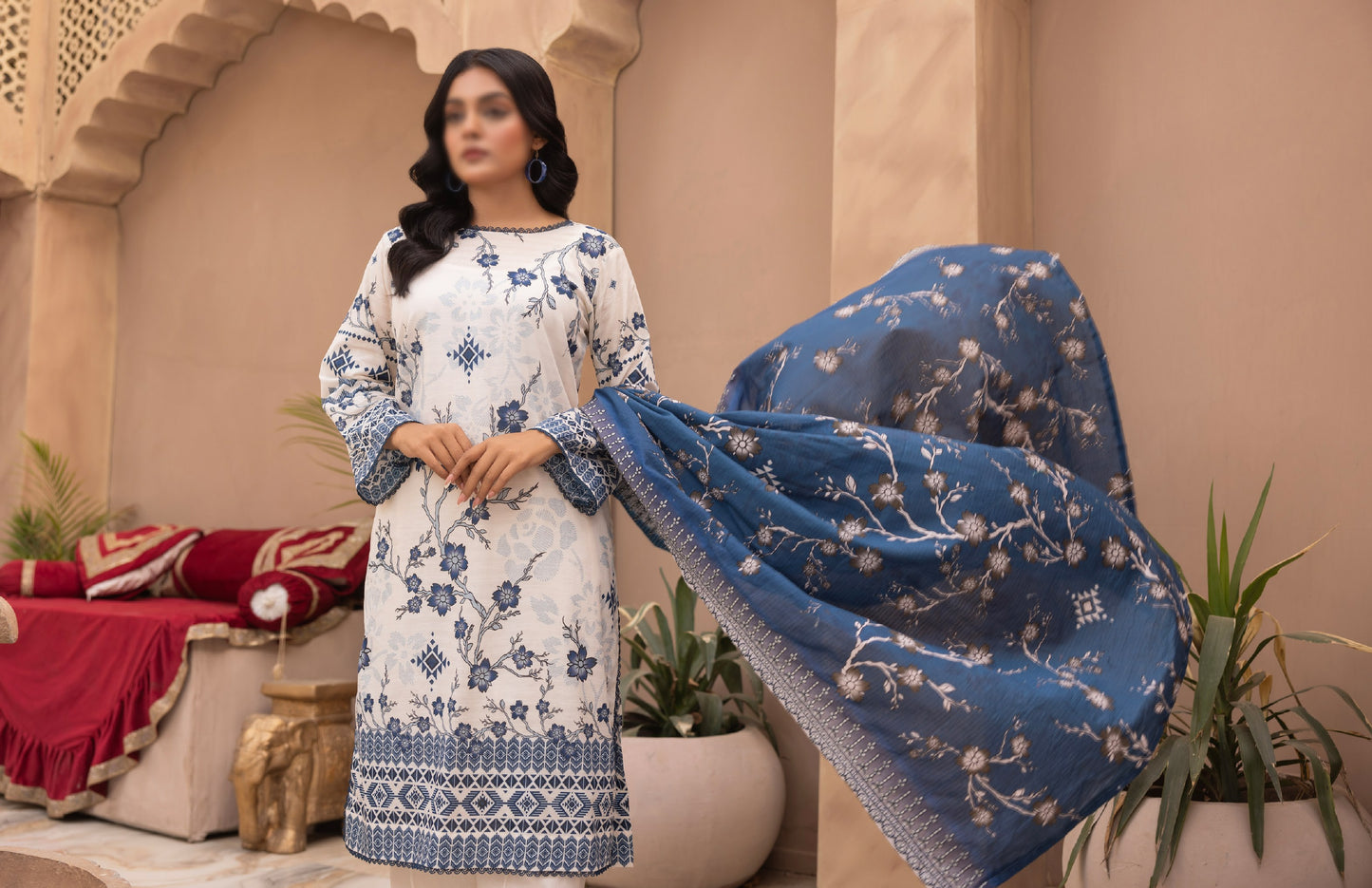 3pc Doriya Embroided Lawn Collection 2025