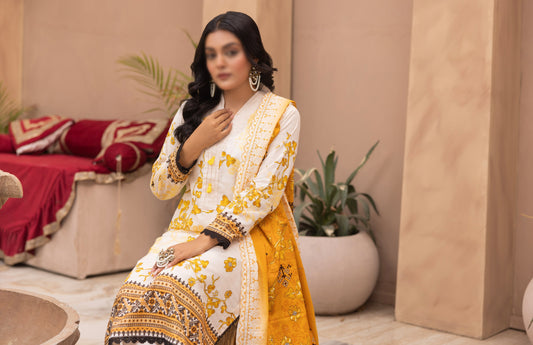 3pc Doriya Embroided Lawn Collection 2025