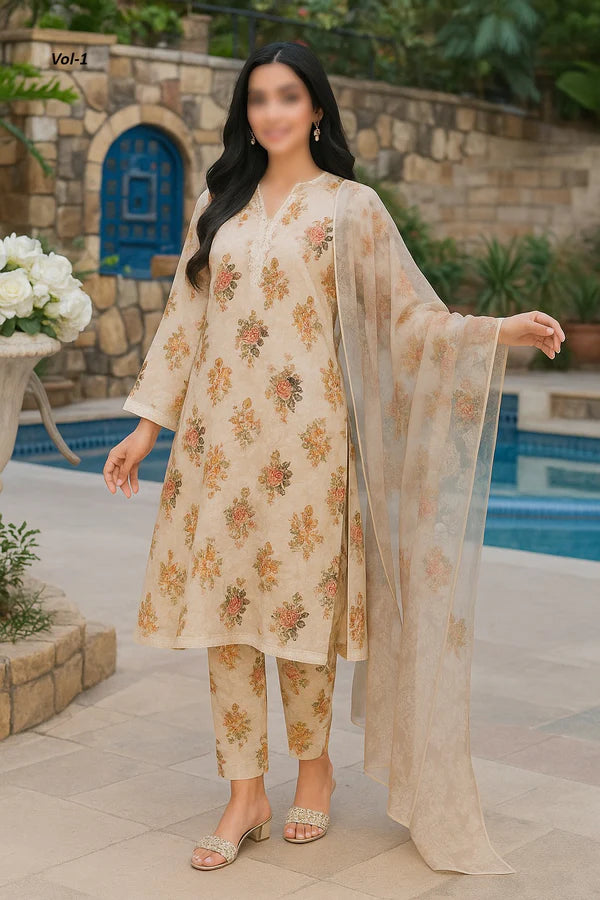 Binnisar 3pc Dora  Lawn Collection